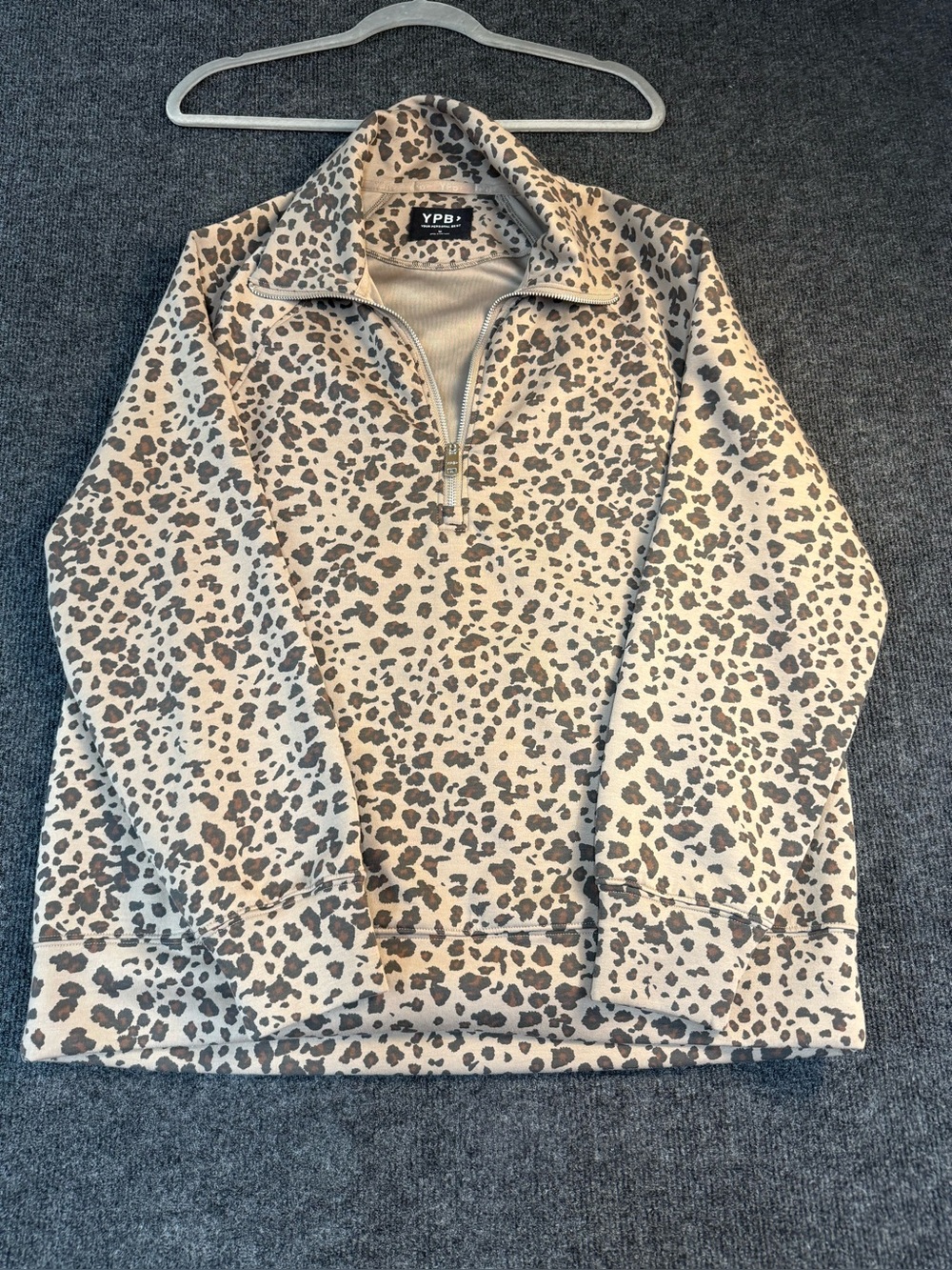 Women’s Beige Leopard Quarter-Zip Sweater Super soft YPB Medium
